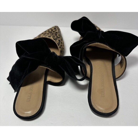 Ulla Johnson Leopard Ponyhair Mules Velvet Bow Size EU 37 US 6.5-7 - Picture 3 of 9